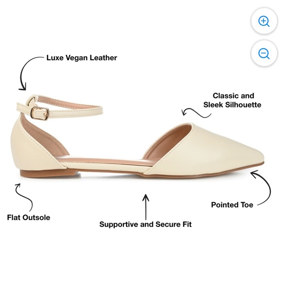 Journee Collection Pointed Toe Ballet Flat in Bone | Bridal Flat Shoes - Picture 6 of 11